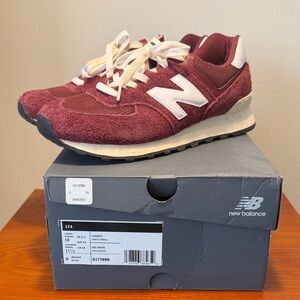 New Balance Maroon and White Sneakers